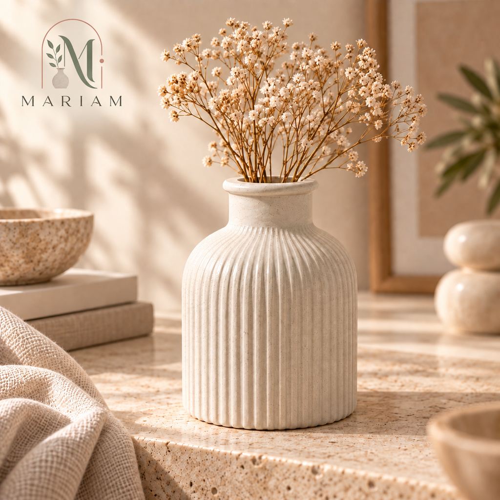 Ribbed Decorative Vase – Handmade