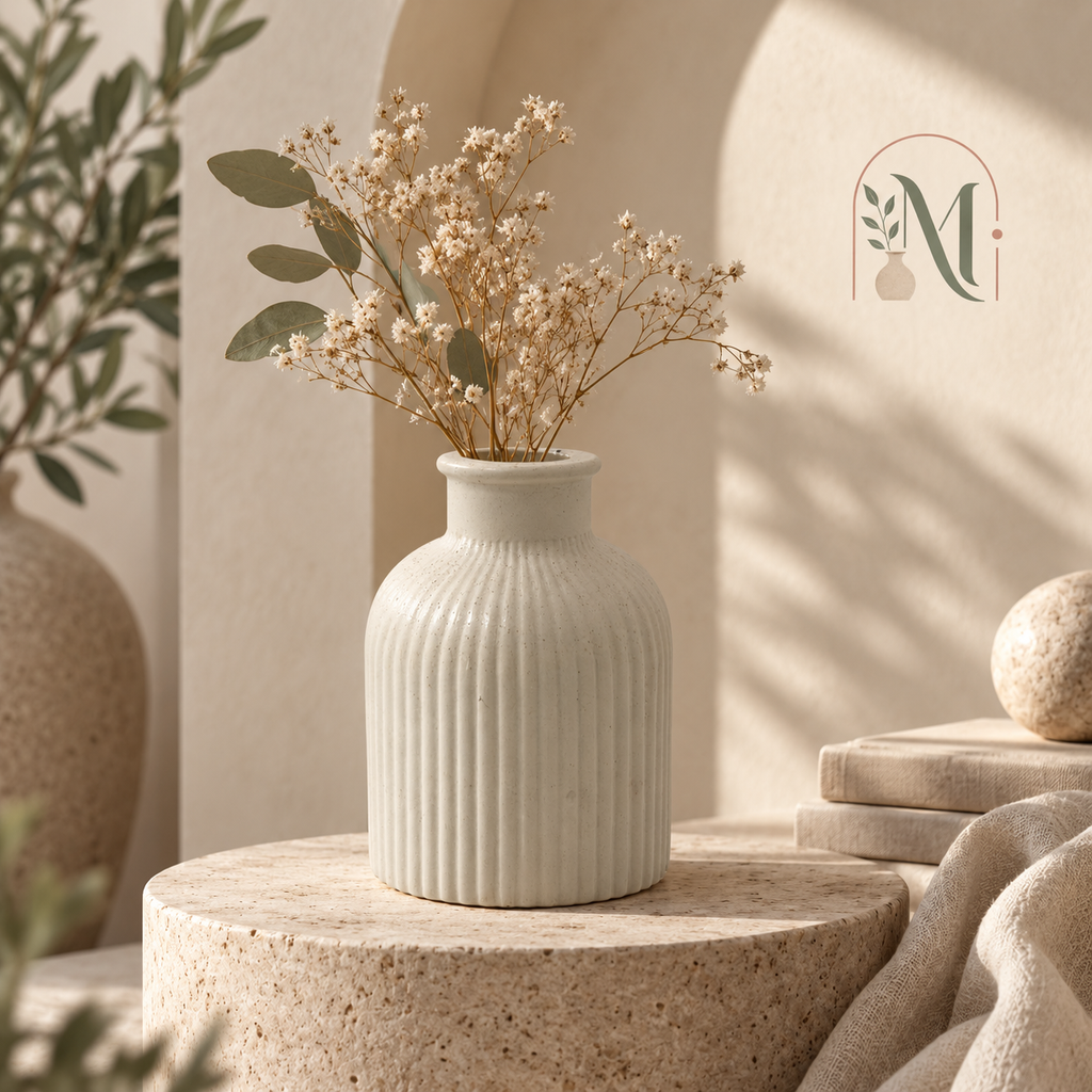 Ribbed Decorative Vase – Handmade